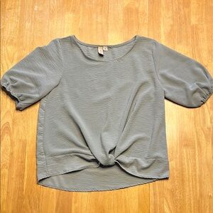 Misia Green Puff Sleeve Tie Front Blouse